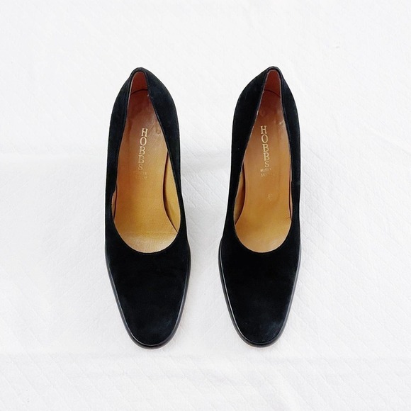 Hobbs VTG Black Suede Pump Round Toe sz39.5 - Picture 11 of 11